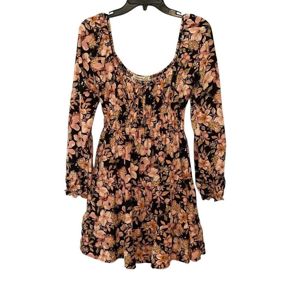 Liberty Love Women/Teen Lined Floral Mini Dress Boho Cottage Core - Sz Sm